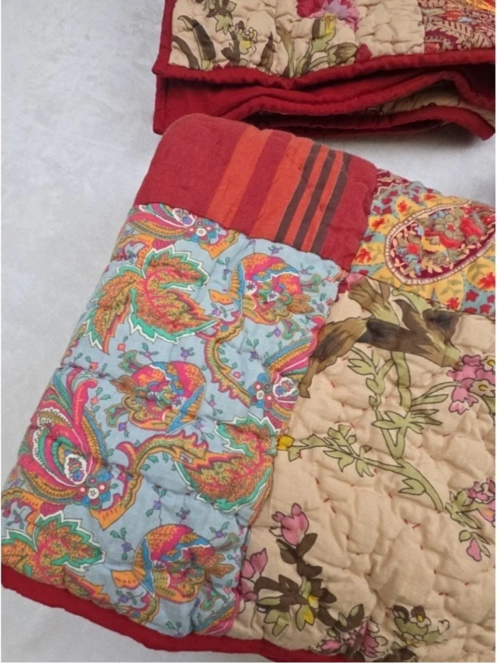 Pottery Barn “Georgia” Patchwork Quilt (K) and Euro Shams (3) EUC